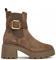 Botki na słupku Tamaris brązowe 