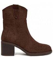 Botki na słupku JENNY brązowe 