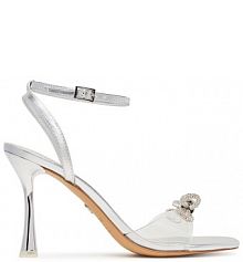 Klapki Aldo srebrne damskie 