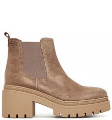 Botki na słupku Tamaris brązowe 