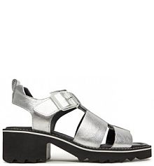 Sandały na słupku Ara srebrne 