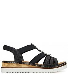 Sandały na koturnie Rieker czarne 