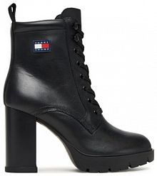 Botki na słupku Tommy Jeans czarne 