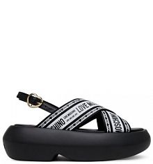 Sandały na koturnie LOVE MOSCHINO czarne 