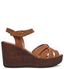 Sandały na koturnie Lasocki brązowe 