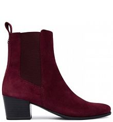 Botki na słupku Caprice bordowy 