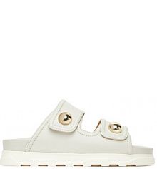 Klapki Furla écru damskie 