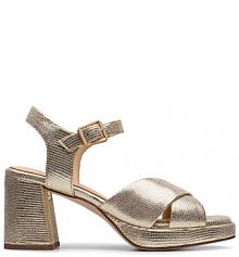 Sandały na słupku Clarks złote 