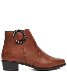 Botki na słupku Rieker brązowe 