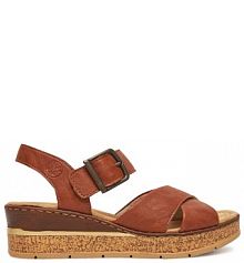 Sandały na koturnie Rieker brązowe 