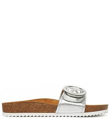 Klapki Caprice srebrne damskie 