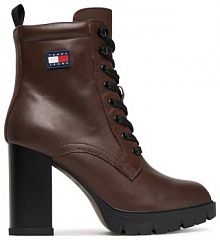 Botki na słupku Tommy Jeans brązowe 