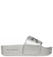 Klapki KARL LAGERFELD srebrne damskie 