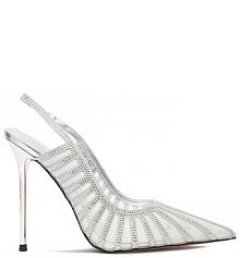 Sandały na szpilce Eva Minge srebrne 