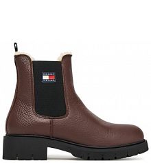 Botki Tommy Jeans brązowe damskie 