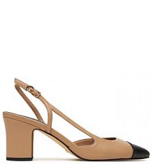 Sandały na słupku Guess beżowe 