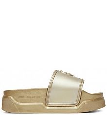 Klapki KARL LAGERFELD złote damskie 