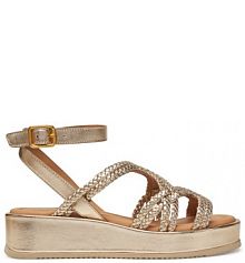 Sandały na koturnie Unisa złote 