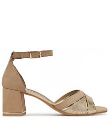 Sandały na słupku Lasocki beżowe 