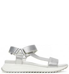 Sandały na koturnie Rieker srebrne 