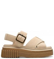 Sandały na koturnie Clarks beżowe 