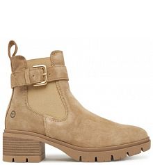 Botki na słupku Tamaris beżowe 