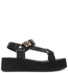 Sandały na koturnie Tory Burch czarne 