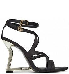 Sandały na koturnie Just Cavalli czarne 