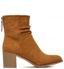 Botki na słupku JENNY brązowe 