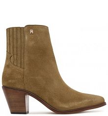 Botki na słupku Tommy Hilfiger brązowe 