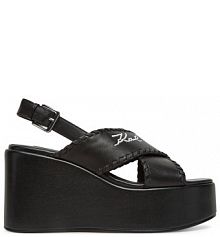 Sandały na koturnie KARL LAGERFELD czarne 