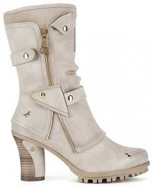 Botki na słupku Mustang beżowe 