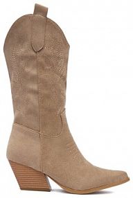 Botki na słupku DeeZee beżowe 