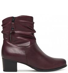 Botki na słupku Caprice bordowy 