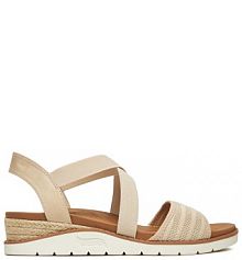 Sandały na koturnie Skechers beżowe 