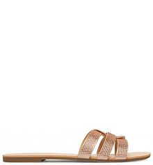 Klapki ONLY Shoes różowe złoto damskie 