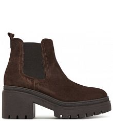 Botki na słupku Tamaris brązowe 