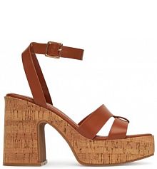 Sandały na słupku DeeZee brązowe 