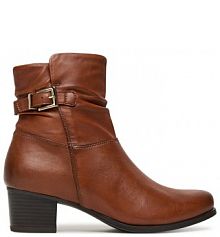 Botki na słupku Caprice brązowe 