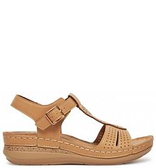 Sandały na koturnie Clara Barson beżowe 