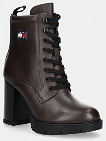 Botki na słupku Tommy Jeans  brązowe EN0EN02832