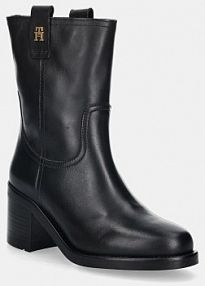 Botki na słupku Tommy Hilfiger  czarne FW0FW08776