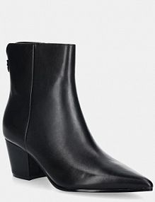 Botki na słupku Guess  czarne FLFHAL.LEA10.BLACK