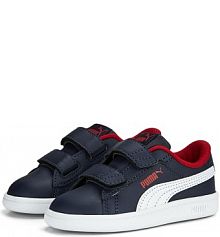 Niemowlęce skórzane sneakersy Smash 3.0 V PUMA Navy White For All Time Red Blue męskie