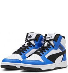 Młodzieżowe sneakersy Rebound V6 Mid PUMA White czarne Racing Blue męskie