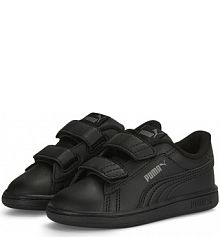 Niemowlęce skórzane sneakersy Smash 3.0 V PUMA czarne Shadow Gray damskie