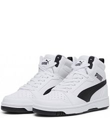 Młodzieżowe sneakersy Rebound V6 Mid PUMA White czarne damskie