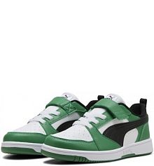 Dziecięce sneakersy PUMA Rebound V6 Lo PUMA White czarne Archive Green