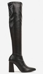 Czarne Dopasowane Kozaki Vices za Kolano na Słupku Todvira