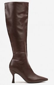 Ciemnobrązowe Marszczone Kozaki Vices na Obcasie Typu Kaczuszka Miomadia